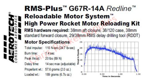 Aerotech G67R-14A Redline Rocket Motor