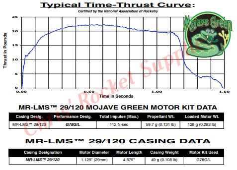 Aerotech G78-4G/L Mojave Green Rocket Motor (LMS)