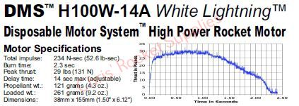 Aerotech H100W-14A White Lightning DMS Rocket Motor