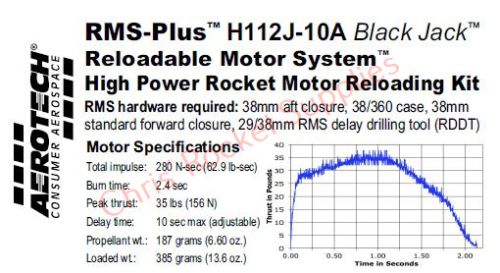 Aerotech H112J-10A Black Jack Rocket Motor