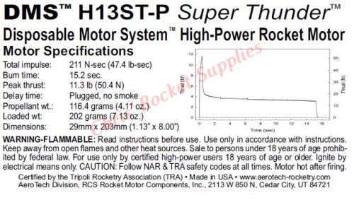 Aerotech H13ST-P(NTR) Super Thunder Rocket Motor