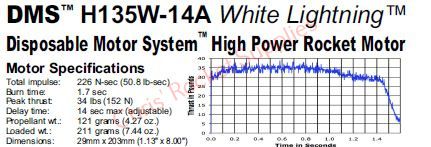 Aerotech H135W-14A White Lightning Rocket Motor