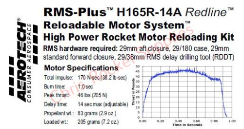 Aerotech H165R-14A Redline Rocket Motor