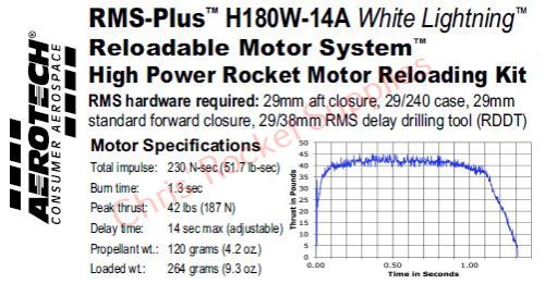 Aerotech H180W-14A White Lightning Rocket Motor