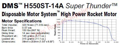 Aerotech H550-14A Super Thunder DMS Rocket Motor