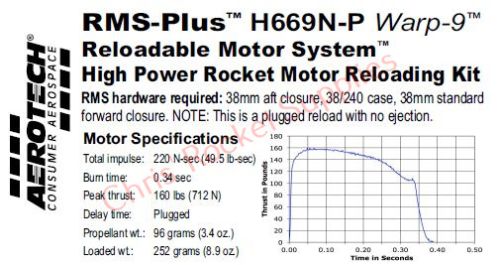 Aerotech H669N-P Warp 9 Rocket Motor