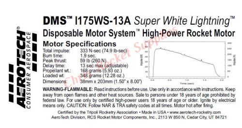 Aerotech I175WS-13A Super White Lightning DMS Rocket Motor