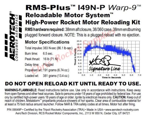 Aerotech I49N-P Warp 9 Rocket Motor