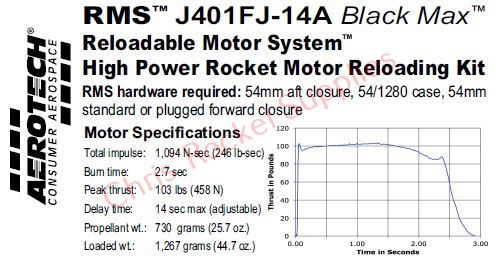 Aerotech J401FJ-14A Black Max Rocket Motor