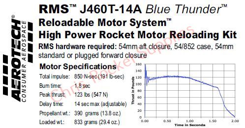 Aerotech J460T-14A Blue Thunder Rocket Motor