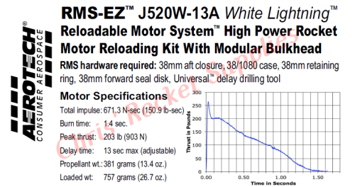 Aerotech J520W-13A White Lightning Rocket Motor