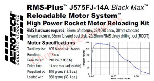 Aerotech J575FJ-14A Black Max Rocket Motor