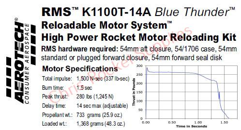 Aerotech K1100T-14A Blue Thunder Rocket Motor