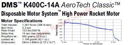 Aerotech K400C-14A Classic DMS Rocket Motor