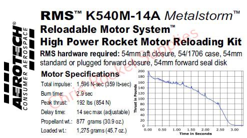 Aerotech K540M-14A Metal Storm Rocket Motor