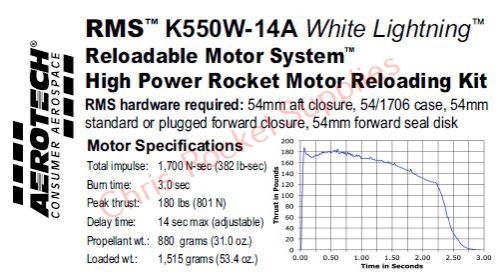 Aerotech K550W-14A White Lightning Rocket Motor