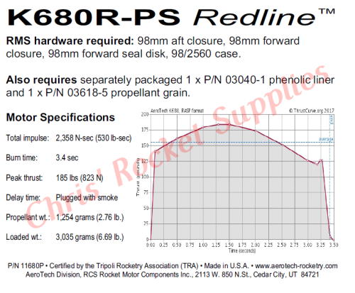 Aerotech K680 Redline Rocket Motor