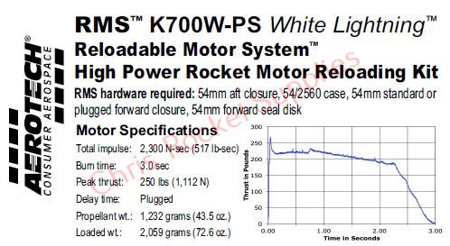Aerotech K700W-P White Lightning Rocket Motor