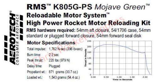 Aerotech K805G-P Mojave Green Rocket Motor