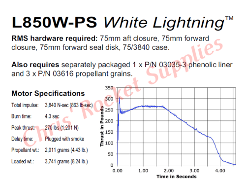 Aerotech L850 White Lightning Rocket Motor