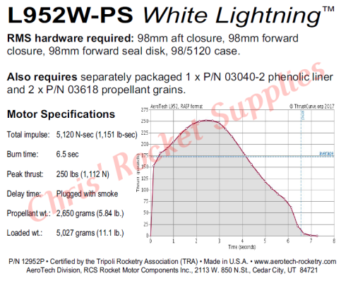 Aerotech L952 White Lightning Rocket Motor